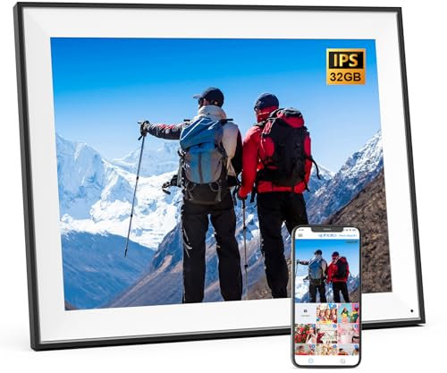 Cornice digitale grande da 32 GB, cornice digitale intelligente da 43,2 cm, cornice digitale elettronica dual WiFi, display touch IPS, rotazione automatica, facile da condividere foto video tramite