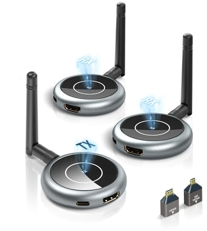 DARLYOR Wireless HDMI Transmitter and 2 Receivers, Plug and Play Multiple Tvs, 50M/165FT 5G/2.4G 1080P@ 60HZ HDMI Wirless Extender, PC, Laptop, Camera, Cable Box, Monitors, Projectors(1TX+2RXs)