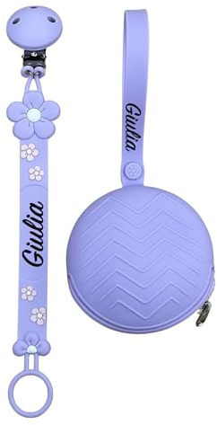 NOVITÁ Fettuccia IN SILICONE, per ciuccio personalizzata con nome, margherita, BABYJART, lavabile,sicura per il bambino,compatibile con ciuccio MAM e CHICCO AZIENDA ITALIANA, MADE IN ITALY!