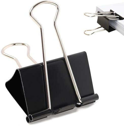 Foldback Klammern 60 Stück Foldbackklammer 32mm, Metall | Binder Clips für Büro Schul Brief Büroklammer Bürobedarf Schwarze Binderclips