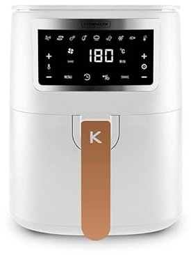 Kitchencook - Friteuse Sans Huile 4l - 8 Programmes - Minuterie Numérique - Thermostat Réglable - 1400w - Blanc