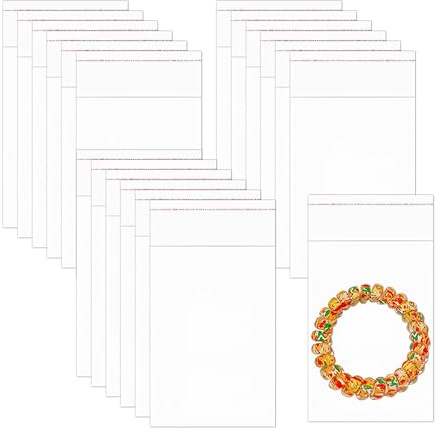 5 x 8cm Transparente Zellophan Beutel 500 Stück Dichtung Taschen Plastiktüte Selbstklebend Klar Versiegelbare Cellophantüte Klebeverschluss OPP Tütchen for Geschenktüten aus Kunststoff