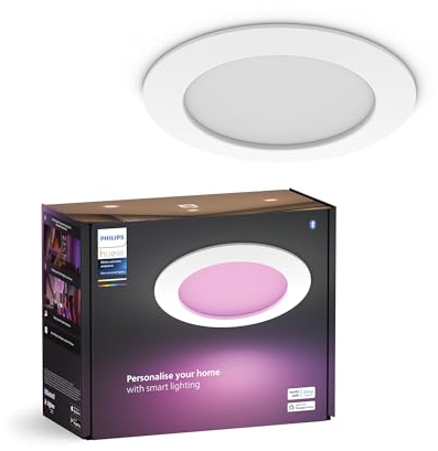 Philips Hue Downlight Slim, 170 mm, Tira LED, luz blanca y de color, compatible con Bluetooth, control por voz con Alexa, Apple Home y Google Assistant, en blanco