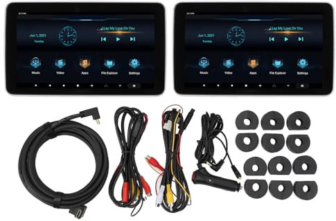 Lettore Multimediale per Poggiatesta, Monitor per Poggiatesta per Auto 10,1 Pollici per Android 9.0 Touch Screen IPS Ad Alta Definizione 32 GB ROM Lettore Video MP5