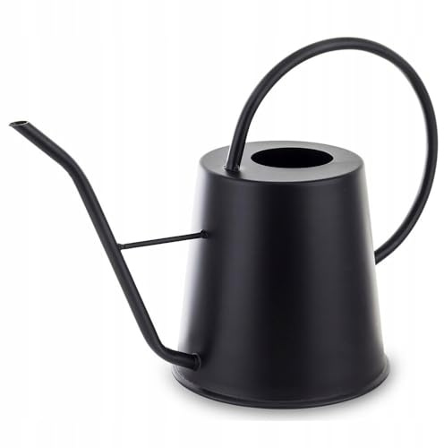 Gießkanne mit langem Auslauf Schwarz Metall Gartenblumen Zimmerpflanzen 2,5Liter