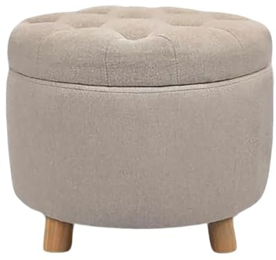 CLATINA Modern Runde Aufbewahrung Ottoman Button Tufted Pouf Ottoman Fuß Hocker mit Gepolstertem Sitz Eitelkeit Hocker mit Abnehmbarem Deckel Aufbewahrung Fußhocker für Wohnzimmer Schlafzimmer