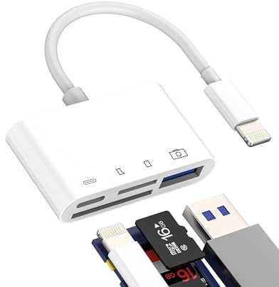 Lector de tarjetas SD Lightning (4 en 1) para iPhone 14 Pro USB OTG 3.0 Cable adaptador Micro SD Card Reader para Apple Fotográfica Exterior Cámara Tarjeta Memoria Memoria Memoria Máquina Teléfono