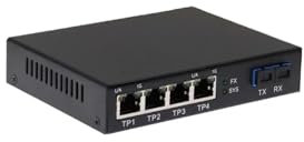 Hookurity Switch Industriale su Guida DIN Gigabit Ethernet Convertitore in Fibra Ottica con 1 Porta in Fibra SC 10G + 4 Porte Ethernet RJ45 10/100/1000M