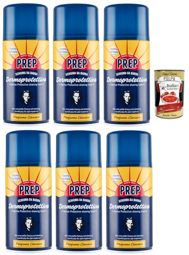 Italian Gourmet schiuma da barba, cremiger Rasierschaum sensibel 6 x 300ml | Formula ricca / reichhaltige Pflege, spendet Feuchtigkeit, erfrischt und, Gesamtnettogewicht 1,8 L + Kostenlos Polpa 400g