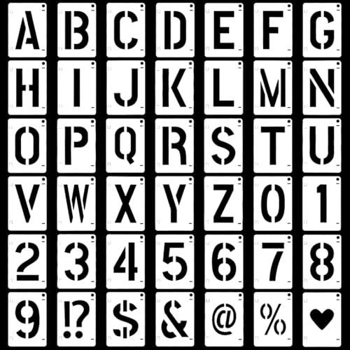 42 Stück Buchstaben Schablone Set,5 cm Schablonen Buchstaben Zahlen Zeichen,Wiederverwendbar DIY Buchstabenschablonen,Schreiben Malen und Basteln Zahlenschablonen für Kinder