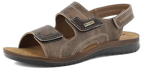 inblu Homme Sandali Uomo Con Tripla Regolazione A Strappo, Plantare in Vera Pelle Mule, Marron foncé, 43 EU