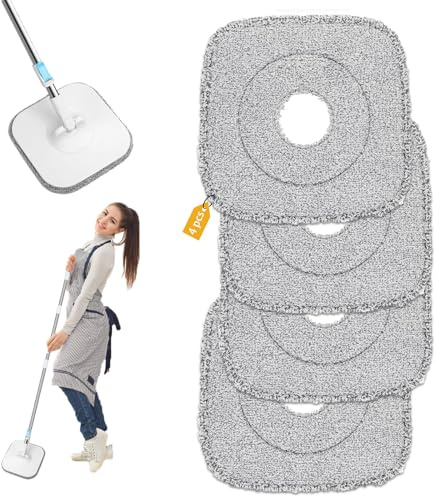 Tnhsvp 4 Stück Mikrofaser Ersatzpads für Alanberg Bodenwischer Set,22x22cm Wischpads Ersatzbezug für Alanberg Wischmopp Zubehör, für Alle Flecken Entfernen Boden Cleaning Mop