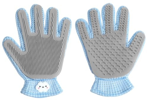 Gjinxi 2 in 1 Pet Grooming Glove for Cats & Dogs, Efficient Deshedding Brush Pet Long Short Fur Removal Glove, Gentle Massaging Puppy Kitten Bathing Grooming Brush Tool, Easy Clean Floating Hair Mitt