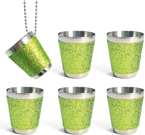 6 Piezas Vasos de Chupito con Cadenas, Asos de Chupito para Fiesta, Chupitos Personalizados, Aceros Inoxidables, Verde, 30ml Collar de Despedida de Soltero para Boda, Despedida de Soltero, Cumpleaños