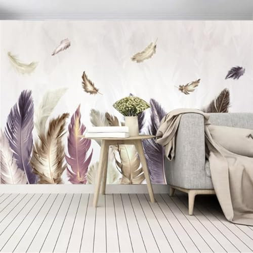 XLMING Abstrakt Kreativ Retro Frisch Feder 3D Tapete Dekorative Seidenoptik Speisesaal Arbeitszimmer Wohnzimmer Schlafzimmer Sofa TV Wand-150cm×105cm