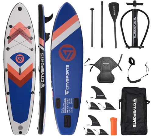 CITYSPORTSPRO Professionelle Klasse Eva Surfbrett | 3.2M Medium Board | Hohe Schwimmstabilität Design | Geeignet für Anfänger / Fortgeschrittene Spieler | Max. Gewicht 160kg (Dunkelblau, Standard)