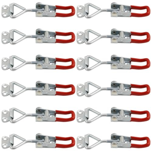 12 Pcs Metal Toggle Clamp, Adjustable Heavy Duty Toggle Latch, Quick Release Hold Down Clamps, Industrial Grade Galvanized Iron Fasteners, 220 lb/100 kg Capacity
