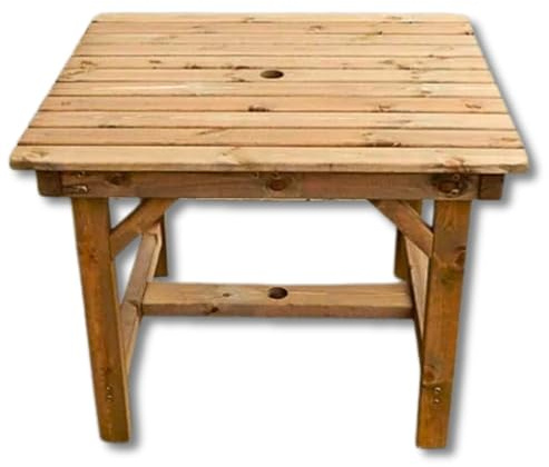 3ft Wooden Garden Table – Solid Redwood Outdoor Dining Furniture, Fully Assembled Patio Table, Durable & Weather-Resistant, Handmade in UK, Ready to Use