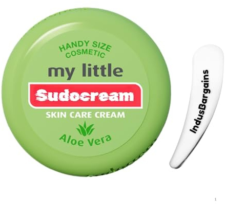 Sudocream My Little Aloe Vera Skin Care Cream 22g with Cosmetic Spatula Handy Travel-Size Moisturizing Cream for Dry Skin Soothing and Nourishing Daily Skincare Set