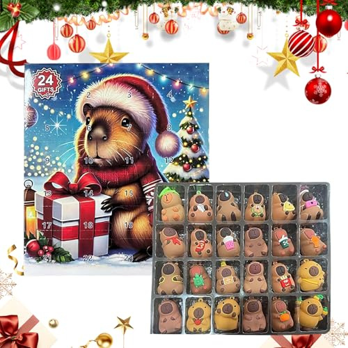 Capibara Avvento Calendari 2025, Calendari Avvento 2025 Con Capibara, Calendario 'Avvento Con Figure Capibara, 24 Giorni Capibara Figurine Natale Conto Calendario, Regalo Per Decorazioni Natalizie