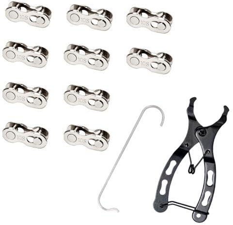 Bicycle Missing Link, 10 Pairs Bike Speed Chain Link with Plier for 6/7/8/10/12 Speed Chain Repair Quick Release Link Bicycle Chain Repair Kit Bicycle Connector for Road MTB Hybrid Bikes (10 Speed)