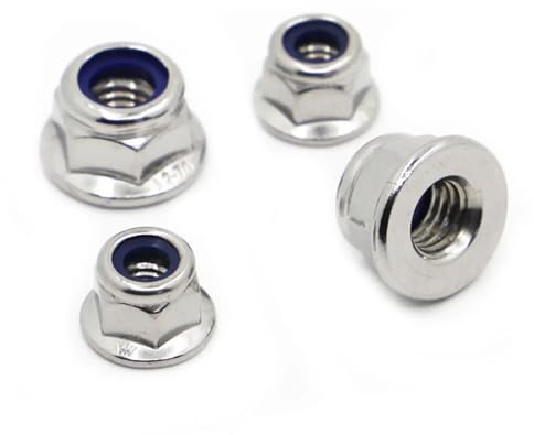 Sechskantmutter mit gezahnter Flansch, Flansch-Nylon-Sicherungsmuttern M3-M12, Edelstahl 304 und Kohlenstoffstahl, mehrfarbiges Sortiment(Silver,M6 10pcs)