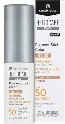Cantabria Labs - Heliocare 360º Pigment Stick Color Beige - Protección Solar Facial con Color - SPF 50+ - Previene, reduce y disimula Manchas - Filtros Minerales - Ideal Todo Tipo de Pieles