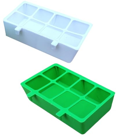 TEHAUX 2pcs Bird Food Container and Feeder for Parrots and Pigeons 8-Compartment Bird Cage Food Box with Anti-Scatter Design