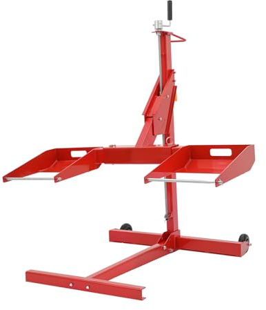 Rasenmäher-Hebebock mit Rädern, Rasenmäherheber 204kg Tragkraft,Länge verstellbar von 103,8 bis 126,3cm – Stabiler Aufsitzmäher-Wagenheber und Hebebock für Gartentraktoren