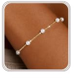 MILACOLATO Pulsera Mujer Plata Oro Pulseras 14k Cadena Pulseras Con Perlas Corazón Ajustable Trebol Charms Apilables Bracelet Regalo Joyas de Mujer Niña-EG