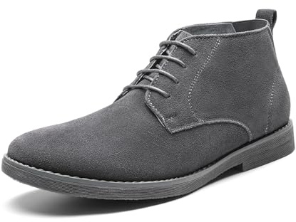 Bruno Marc Men's Grey Chukka Suede Leather Chukka Desert Oxford Ankle Boots, Size 10