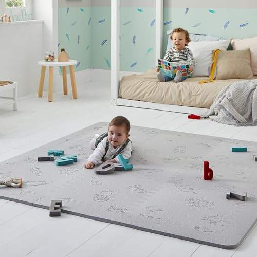 LuBabymats - Alfombra Puzzle Infantil para bebés de Foam (EVA), Suelo Extra Acolchado para niños, Color Gris