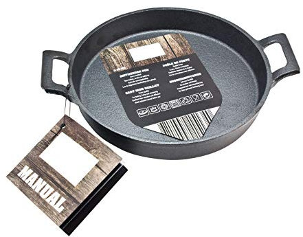 Spetebo Gusseisen Grill Pfanne 20 cm - Gusspfanne mit 2 Griffen - Servierpfanne Gusseisenpfanne
