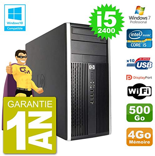 PC HP 6300 MT Intel Core i5-2400 RAM 4Go Disque 500Go Graveur DVD WiFi W7 (Reconditionné)