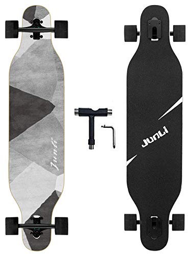 Junli 41 Zoll Freeride Skateboard Longboard - Komplettes Skateboard Cruiser für Cruising, Carving, Free-Style und Downhill Grey Zone