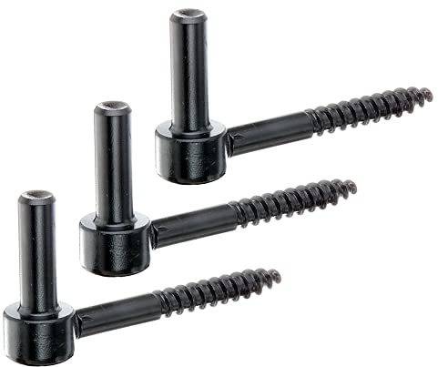 Alberts 306410 Kloben zum Einschrauben | J-Haken, mit angeschnittenem Gewinde | schwarzer Tauchlack | Dornmaß Ø12 mm | Länge 105 mm | 3er Set