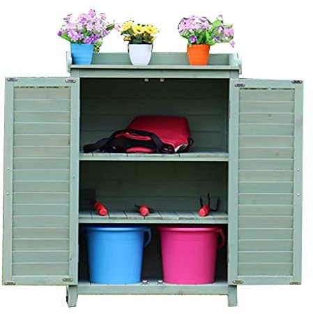 YNSHOP Armadio per Attrezzi da Esterno Casetta da Giardino Resistente alla Pioggia E al Sole Armadio per Riporre Gli Attrezzi da Esterno Scarpiera da Esterno in Legno A Tre Strati