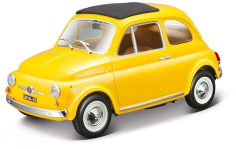 Bburago - Modellbyggsats Fiat 500F (1965) i skala 1:24, byggsats med 43 delar, detaljerad replika av veteranbilen, officiell Fiat-licens, perfekt att ställa ut, rekommenderad ålder 14+ år