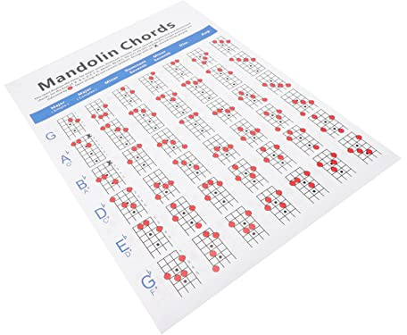 Mandolinen Akkord Lernleitfaden als Mandolinendiagramm für Übung | Papierausführung, Referenzposter mit Akkordtabelle, für Anfänger und Erfahrene Spieler