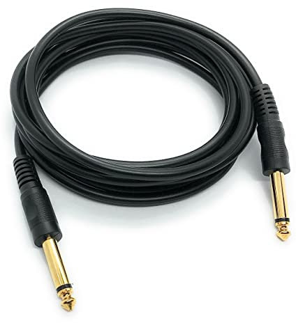 Ome Audio 6.35mm Jack to 6.35mm Jack (Male to Male) TS Gold Plated Mono Cable For Electric and Bass Guitars, Amplifiers, Keyboards, Synthesizers, Guitar Pedals, Audio Effects Units (3m)
