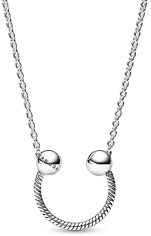 PANDORA Collana in maglia snake in argento Sterling con ciondolo con ferro di cavallo, 45