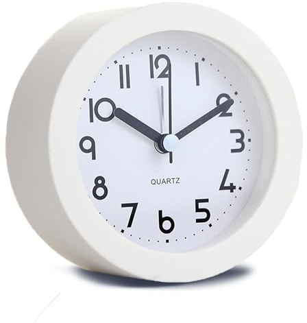 HIQU and HIST Alarm Clock with Backlight, 4 Inches White Desk Clock (White)