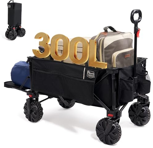 TIMBER RIDGE Carrello da Spiaggia Pieghevole XXXL con Portellone con Ruote Larghe Staccabili e Maniglia Regolabile per Campeggio Giardino Shopping 135 kg