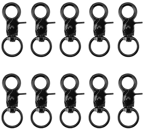 TNSLAND 10 Stück Karabinerhaken mit Drehgelenk Drehbar Zinklegierung Scherenkarabiner Karabiner Hundeleine Schlüsselanhänger Wirbelkarabiner Schlüssel Klein Bolzenkarabiner für Hunde Gepäckschnalle