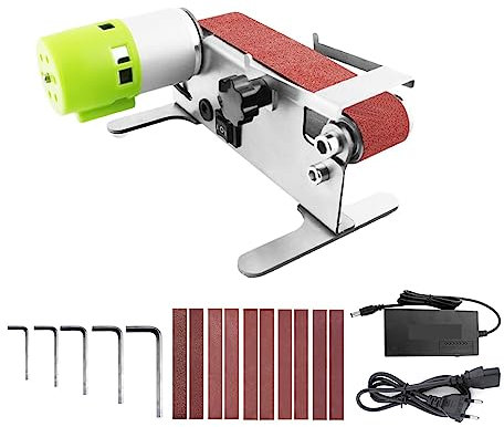 Lijadora orbital, Mini lijadora de banda Horizontal, lijadora eléctrica, pulidora, lijadora, amoladora, pequeña máquina de cinturón de arena para fabricación de metales, carpintería y pulido(Set1)