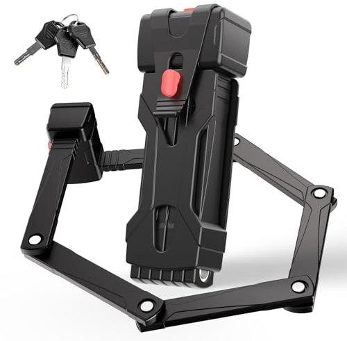 INTEKIN Faltschloss Fahrrad - 75cm lang Fahrradschloss Faltschloss mit Stahlgliedern- Kompaktes Fahrradschloss Hohe Sicherheit mit Halterung, 3 Schlüssel