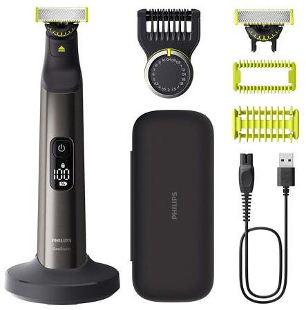 Philips OneBlade Pro 360 Authentique Visage + Corps - Tondeuse à barbe électrique, rasoir et tondeuse corps, 1 lame 360, 1 sabot avec 14 hauteurs de coupe, 1 kit Corps, 1 socle de charge, QP6652/30
