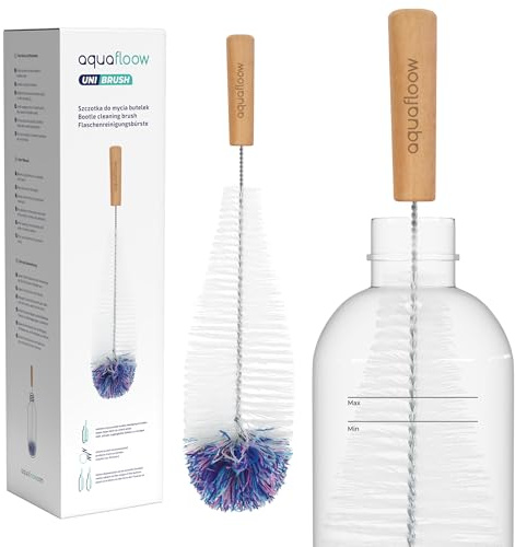 Aquafloow goupillon pour Bouteilles en Verre SodaStream Crystal, Brosse de Nettoyage pour Bouteilles en Verre, Brosse de Nettoyage pour Carafe en Verre, biberons, Bouteilles d'eau