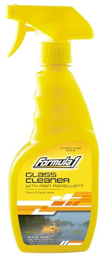 Formula 1 Glass Cleaner with Rain Repellent - Windshield Cleaning Spray for Streak-Free Finish, Improve Visability in Rain, Snow, or Sleet, 16 oz.