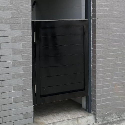 Portail de jardin en bois avec double portes battantes et charnières - Idéal pour la maison, la cuisine, le café et plus - Noir - 60 x 90 cm (l x H)